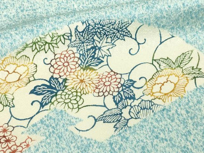 平和屋着物▽上質な小紋　単衣　型染め　地紙花唐草文　正絹　逸品　DABI4775sf