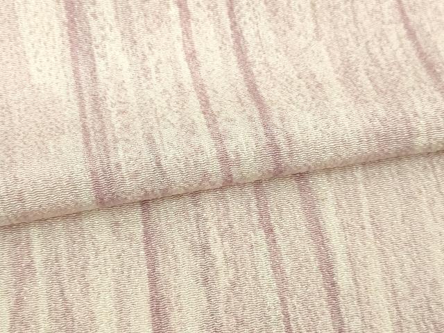 平和屋着物▽上質な小紋　単衣　縞　鬼しぼ縮緬　正絹　逸品　DABI4776sf