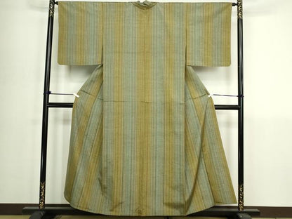 平和屋着物▽上質な紬　単衣　間道　正絹　逸品　DABI4779sf