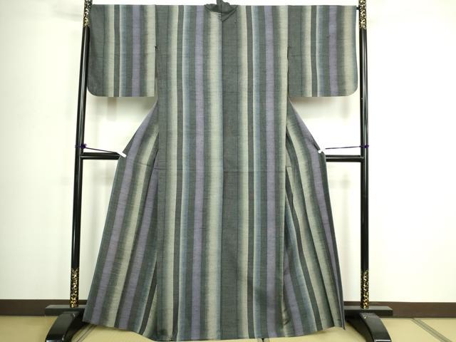 平和屋着物▽上質な紬　単衣　間道　100亀甲　正絹　逸品　DABI4784sf
