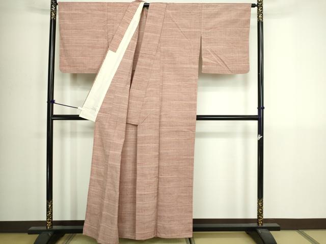 平和屋着物▽上質な紬　単衣　間道　正絹　逸品　DABI4787sf