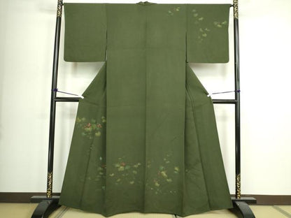 平和屋着物▽訪問着　単衣　ろうけつ染　蔦の葉文　正絹　逸品　DABI4789sf