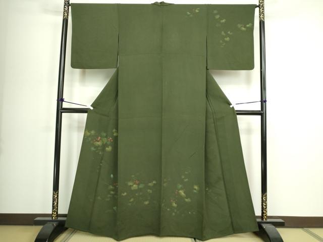 平和屋着物▽訪問着　単衣　ろうけつ染　蔦の葉文　正絹　逸品　DABI4789sf