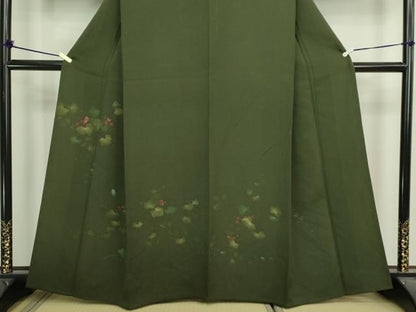 平和屋着物▽訪問着　単衣　ろうけつ染　蔦の葉文　正絹　逸品　DABI4789sf