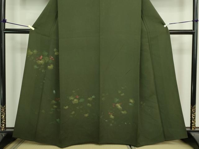 平和屋着物▽訪問着　単衣　ろうけつ染　蔦の葉文　正絹　逸品　DABI4789sf