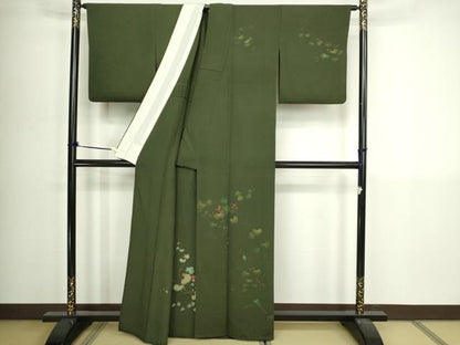 平和屋着物▽訪問着　単衣　ろうけつ染　蔦の葉文　正絹　逸品　DABI4789sf