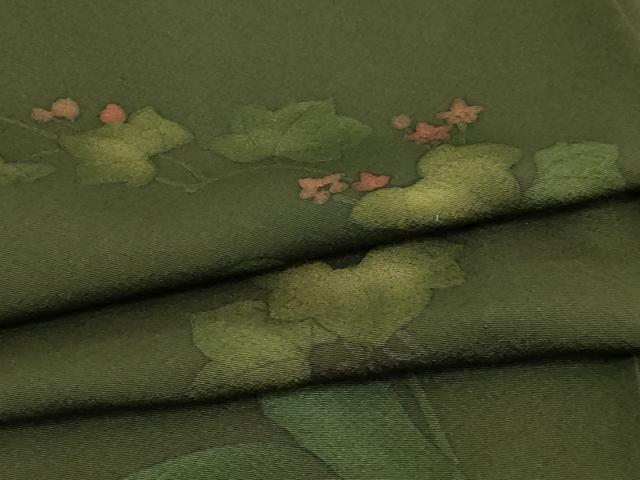 平和屋着物▽訪問着　単衣　ろうけつ染　蔦の葉文　正絹　逸品　DABI4789sf