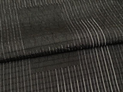 平和屋着物▽本塩沢　単衣　間道　ロング丈　正絹　逸品　DABI4791sf