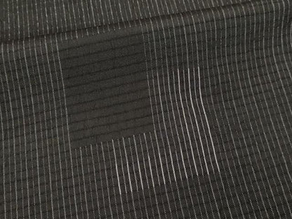 平和屋着物▽本塩沢　単衣　間道　ロング丈　正絹　逸品　DABI4791sf