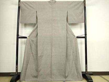 平和屋着物▽上質な色無地　単衣　深川鼠色　正絹　逸品　DABI4794sf