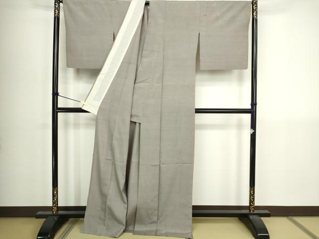 平和屋着物▽上質な色無地　単衣　深川鼠色　正絹　逸品　DABI4794sf