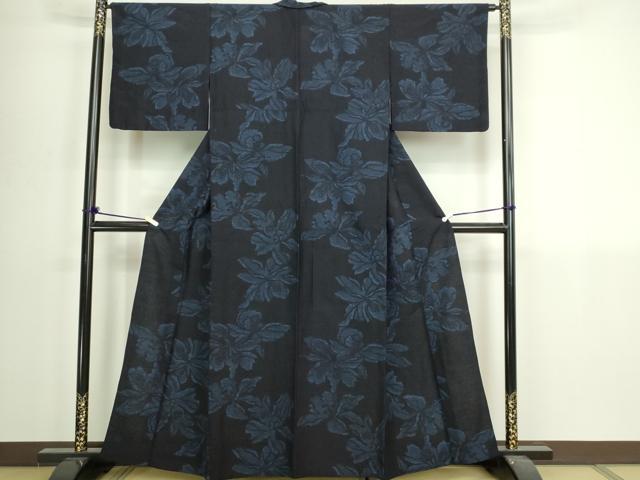 平和屋着物▽結城紬　単衣　舞花文　正絹　逸品　DABI4795sf