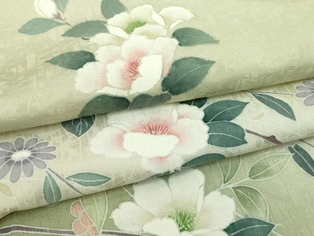 平和屋着物▽訪問着　単衣　友禅　枝花文　暈し染め　ロング丈　正絹　逸品　DABI4800sf