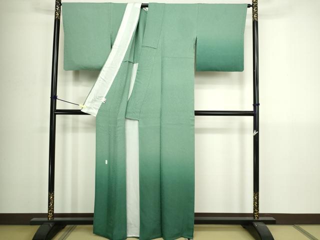 平和屋着物▽本加賀友禅作家　由水煌人監修　訪問着　単衣　枝葉地紋　暈し染め　正絹　逸品　DABI4802sf