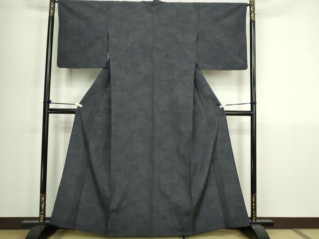 平和屋着物▽本塩沢　単衣　110亀甲　草花文　正絹　逸品　DABI4803sf