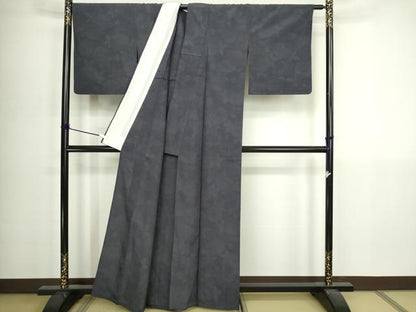平和屋着物▽本塩沢　単衣　110亀甲　草花文　正絹　逸品　DABI4803sf