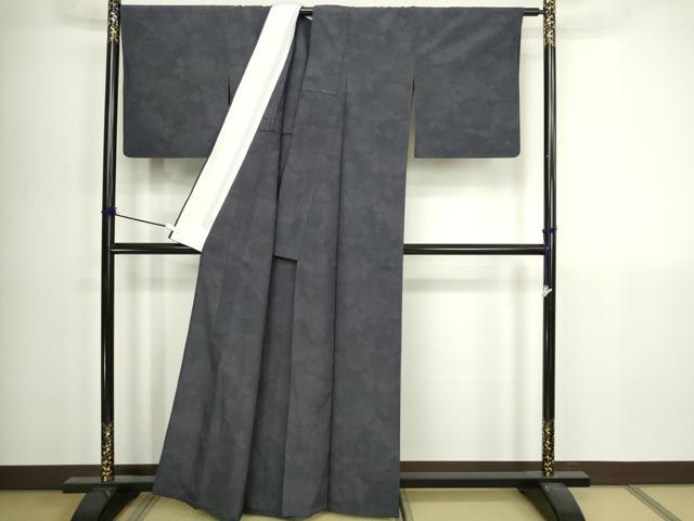平和屋着物▽本塩沢　単衣　110亀甲　草花文　正絹　逸品　DABI4803sf
