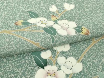 平和屋着物▽訪問着　単衣　友禅　枝花文　正絹　逸品　DABI4805sf