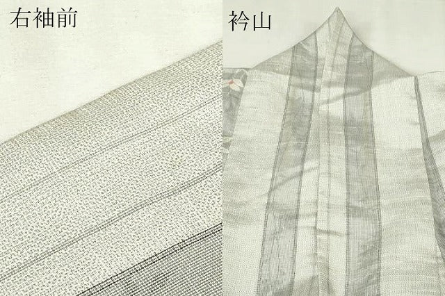 平和屋着物▽上質な紬　単衣　枝花文　正絹　逸品　DABI4810sf