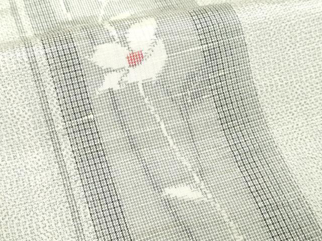 平和屋着物▽上質な紬　単衣　枝花文　正絹　逸品　DABI4810sf