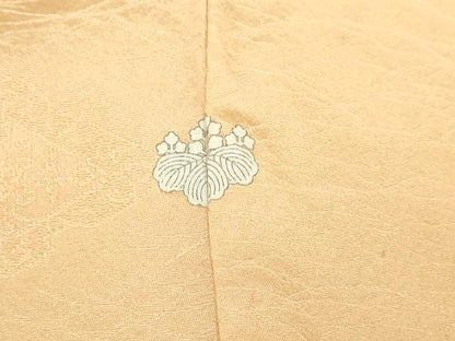平和屋着物▽上質な色無地　単衣　花菱地紋　杏色　正絹　逸品　DABI4815sf