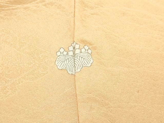 平和屋着物▽上質な色無地　単衣　花菱地紋　杏色　正絹　逸品　DABI4815sf