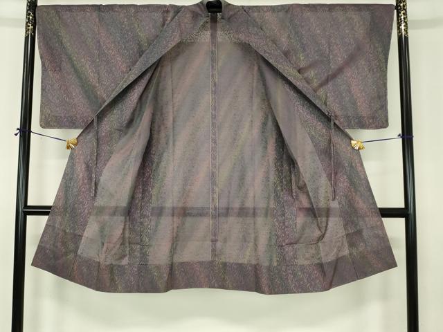 平和屋着物▽西陣　道中着　ショールセット　スリーシーズン　春夏秋　塵除け　草花文　反端付き　正絹　逸品　DABI4821sf