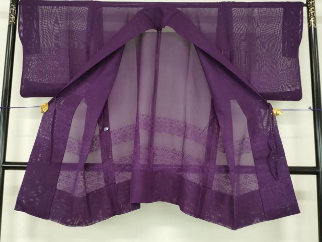 平和屋着物▽道中着　スリーシーズン　春夏秋　塵除け　花鳥文　桑の実色　正絹　逸品　DABI4822sf
