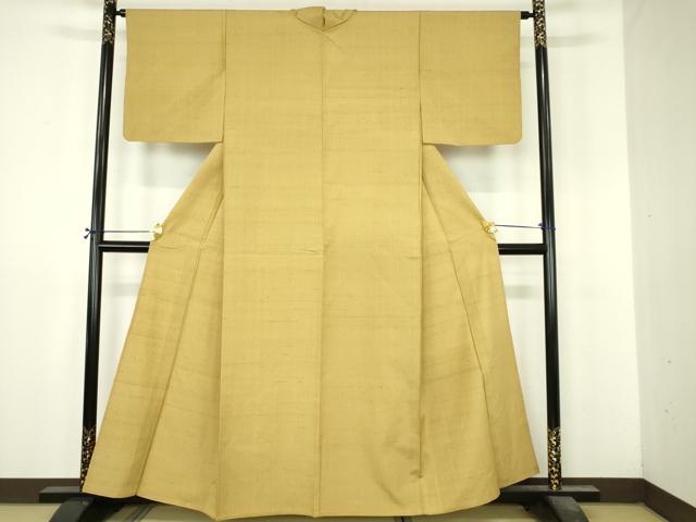 平和屋着物▽生紬　単衣　霞文　枯色　正絹　逸品　DABI4825sf