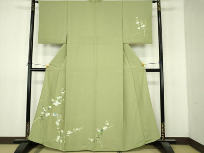 平和屋着物▽訪問着　単衣　友禅　花鳥文　正絹　逸品　DABI4827sf