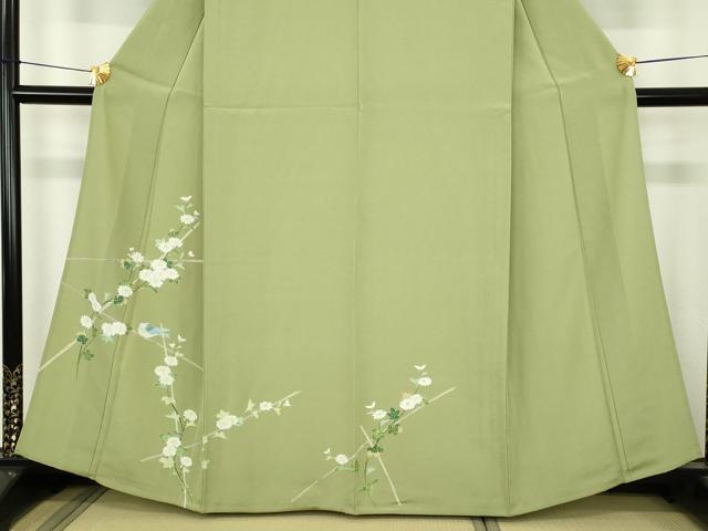 平和屋着物▽訪問着　単衣　友禅　花鳥文　正絹　逸品　DABI4827sf