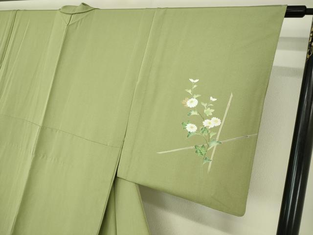 平和屋着物▽訪問着　単衣　友禅　花鳥文　正絹　逸品　DABI4827sf
