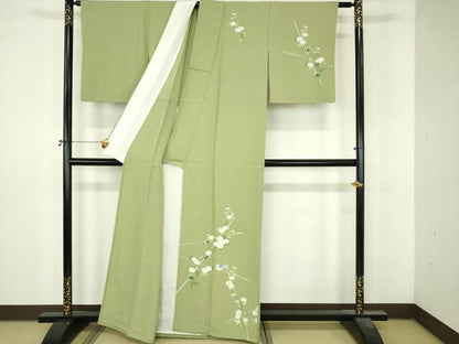 平和屋着物▽訪問着　単衣　友禅　花鳥文　正絹　逸品　DABI4827sf