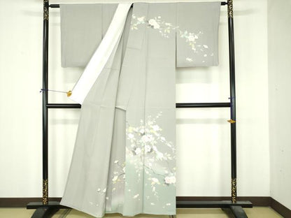 平和屋着物▽訪問着　単衣　友禅　枝花文　暈し染め　正絹　逸品　DABI4829sf