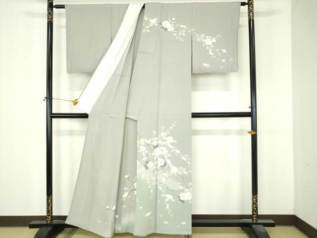 平和屋着物▽訪問着　単衣　友禅　枝花文　暈し染め　正絹　逸品　DABI4829sf