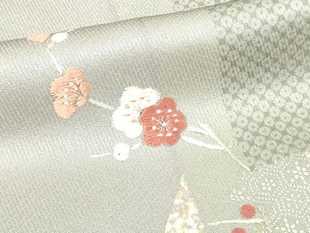 平和屋着物▽訪問着　単衣　刺繍　枝花文　銀彩　正絹　逸品　DABI4830sf