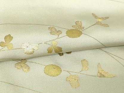 平和屋着物▽訪問着　単衣　竹屋町刺繍　枝葉文　金彩　正絹　逸品　DABI4834sf