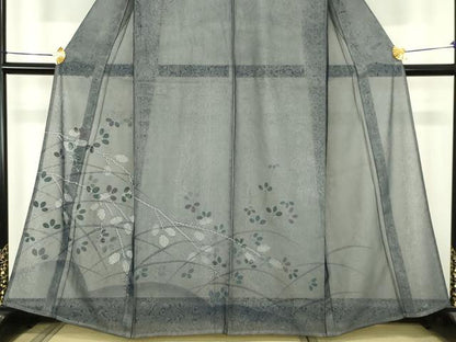 平和屋着物▽訪問着　単衣　無双　紗袷　紗×紗　枝葉文　正絹　逸品　DABI4835sf