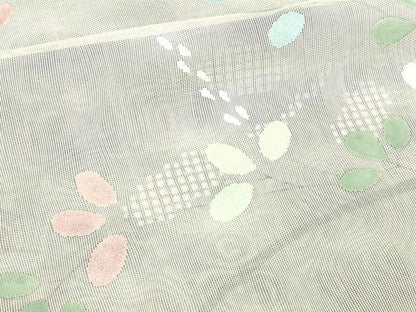 平和屋着物▽訪問着　単衣　無双　紗袷　紗×紗　枝葉文　正絹　逸品　DABI4835sf