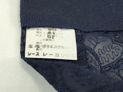 平和屋着物▽道中着　スリーシーズン　春夏秋　塵除け　総レース　舞葉文　濃藍色　交織　逸品　DABI4836sf