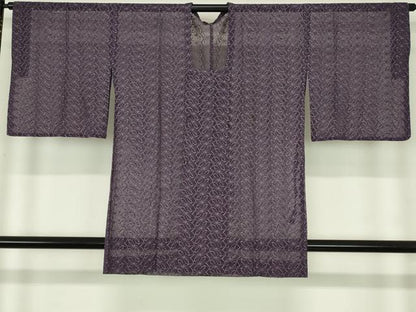 平和屋着物▽道行コート　スリーシーズン　春夏秋　塵除け　総レース　舞蝶文　濃鼠色　交織　逸品　DABI4838sf