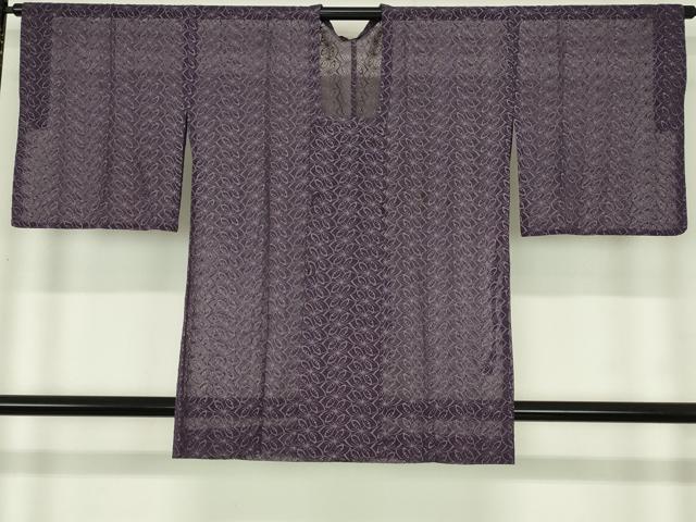 平和屋着物▽道行コート　スリーシーズン　春夏秋　塵除け　総レース　舞蝶文　濃鼠色　交織　逸品　DABI4838sf