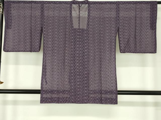 平和屋着物▽道行コート　スリーシーズン　春夏秋　塵除け　総レース　舞蝶文　濃鼠色　交織　逸品　DABI4838sf
