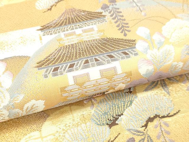 平和屋本店▼福絖織物謹製　本場筑前博多織　六通柄袋帯　しょうはく　王朝絵巻　本金箔　正絹　逸品　DABI4846sf
