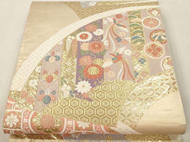 平和屋本店▼六通柄袋帯　唐織　鳳凰花文　本金箔　正絹　逸品　DABI4847sf