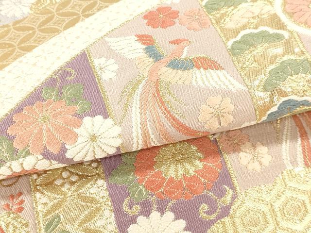 平和屋本店▼六通柄袋帯　唐織　鳳凰花文　本金箔　正絹　逸品　DABI4847sf