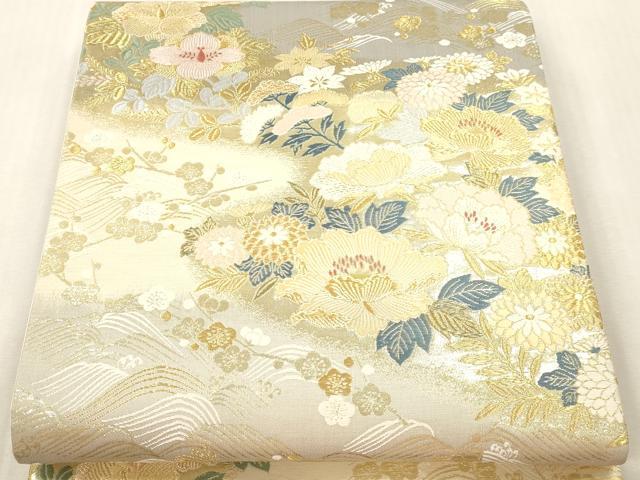 平和屋本店▼六通柄袋帯　花雅唐織錦　本金箔　正絹　逸品　DABI4850sf