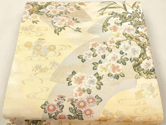 平和屋本店▼六通柄袋帯　紹巴　優花扇重ね　本金箔　正絹　逸品　DABI4851sf