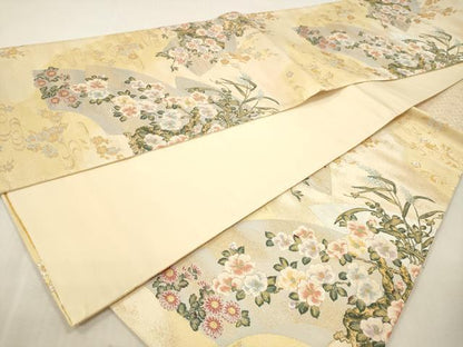 平和屋本店▼六通柄袋帯　紹巴　優花扇重ね　本金箔　正絹　逸品　DABI4851sf