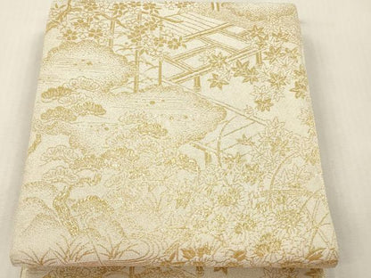 平和屋本店▼六通柄袋帯　つづれ　草花文　弐拾四金箔　正絹　逸品　DABI4856sf
